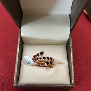 Rose Gold Ring with Black Stones